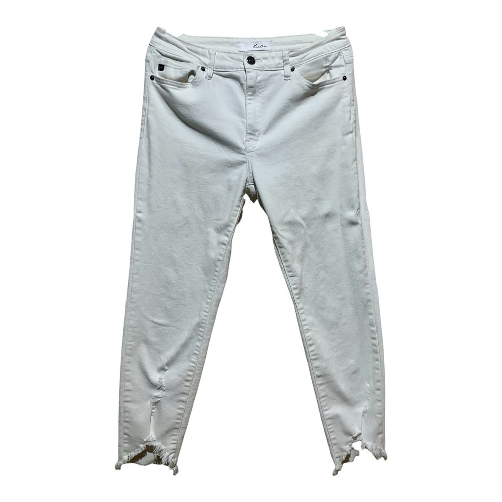Kancan Distressed Hem White Jeans Sz 11